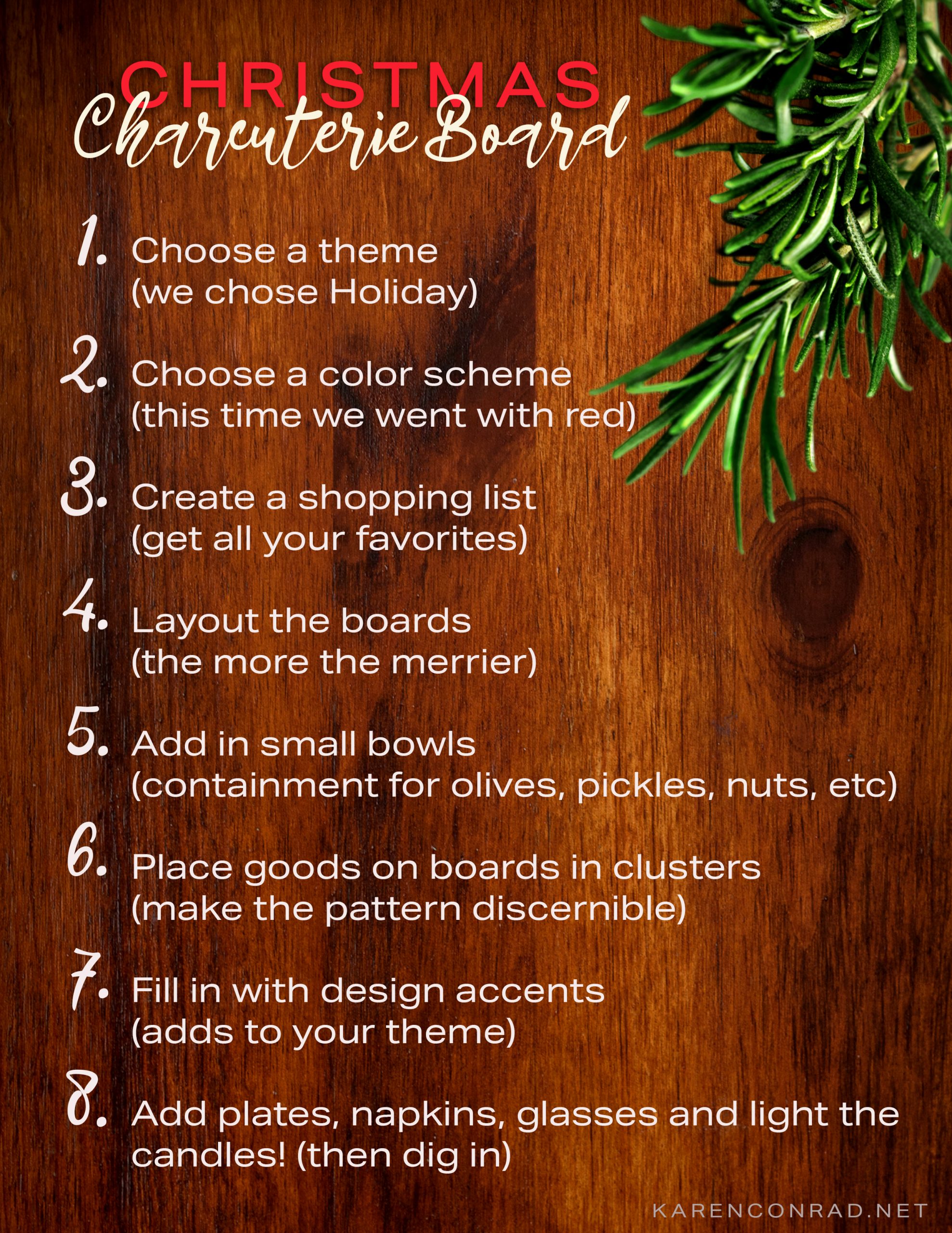 8 steps charcueterie, christmas, food, holiday food, holiday snacks, christmas food ideas, family, christmas party, holiday party,