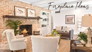 fireplace before and after, German schmear, brick fireplace, DIY, before and after, fireplace mantle, fireplace decor, cottage, cottage core,